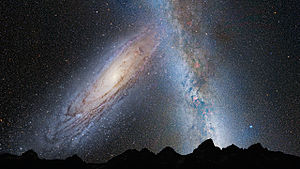 https://en.wikipedia.org/wiki/Andromeda%E2%80%93Milky_Way_collision#/media/File:Andromeda_Collides_Milky_Way.jpg