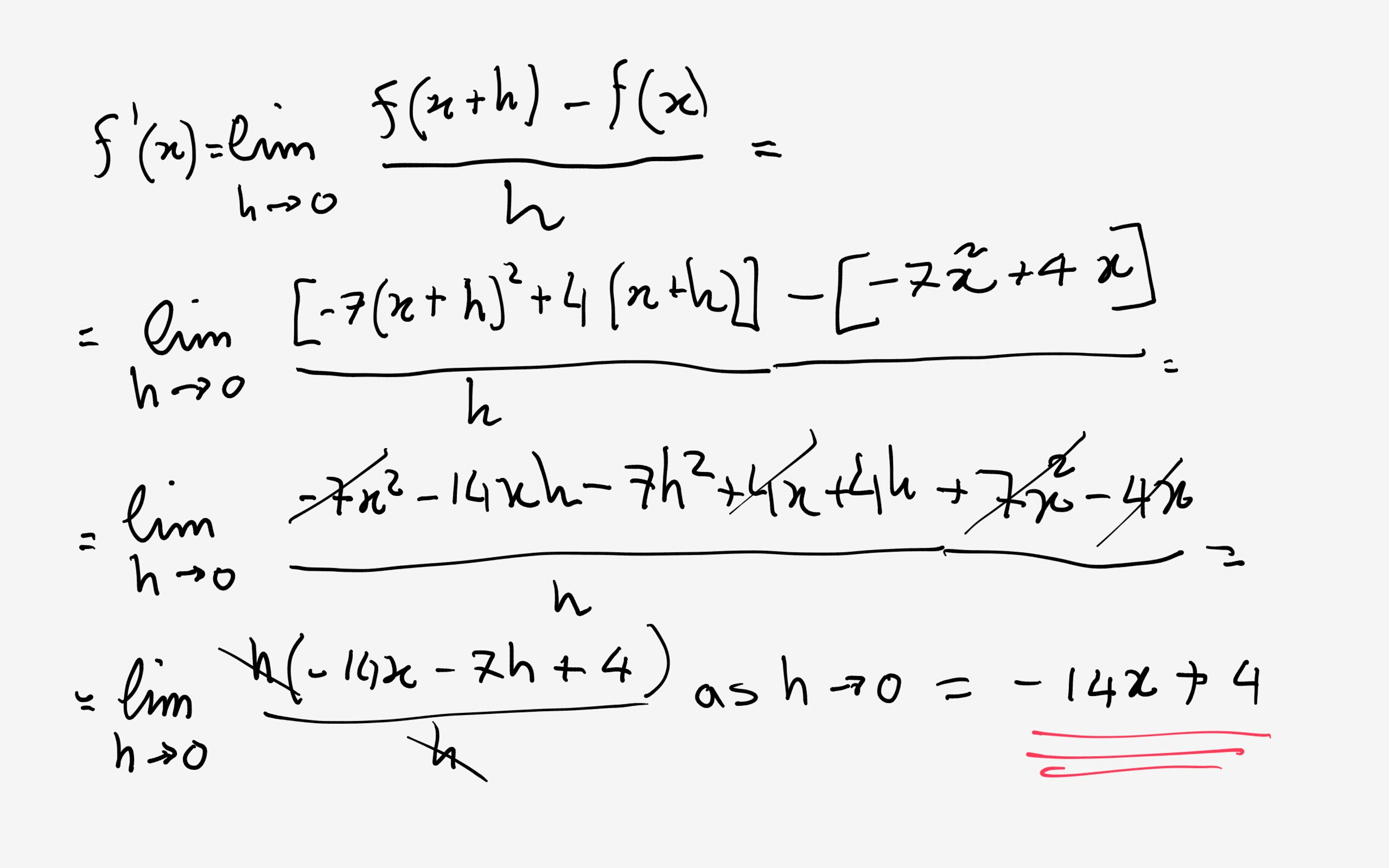 Using The Limit Definition How Do You Find The Derivative Of F X 7x 2 4x Socratic