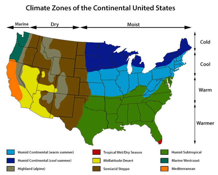What Are The 3 Climate Zones Of West Coast U S Socratic
