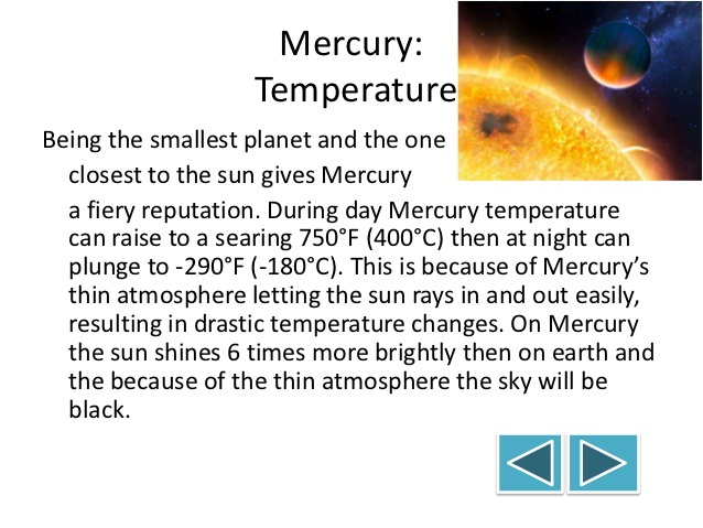 surface temp of mercury