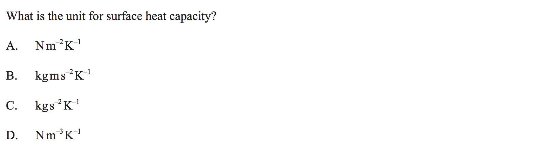 How Is The Unit For Surface Heat Capacity Derived Socratic