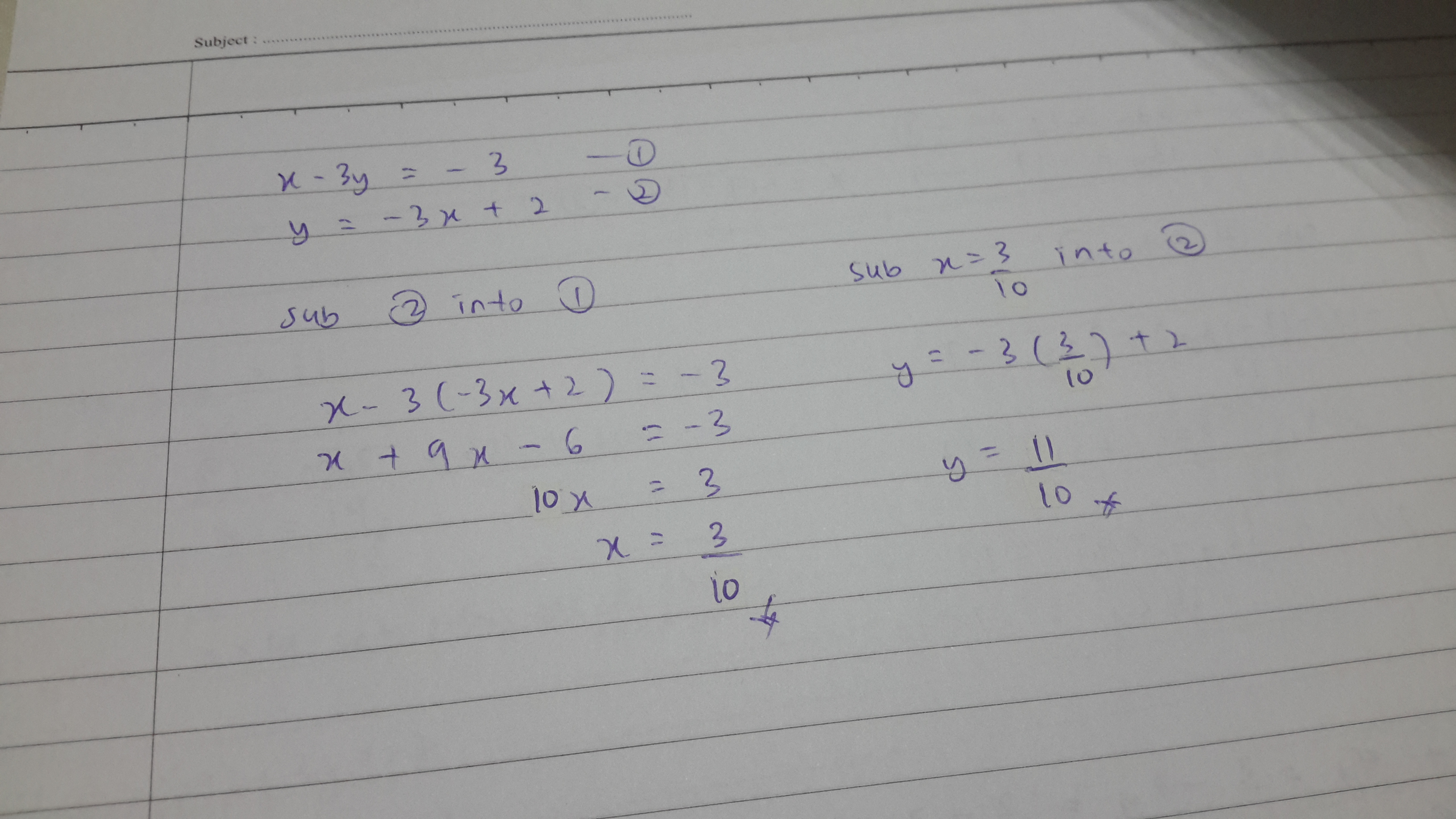 How Do You Solve The Following Linear System X 3y 3 Y 3x 2