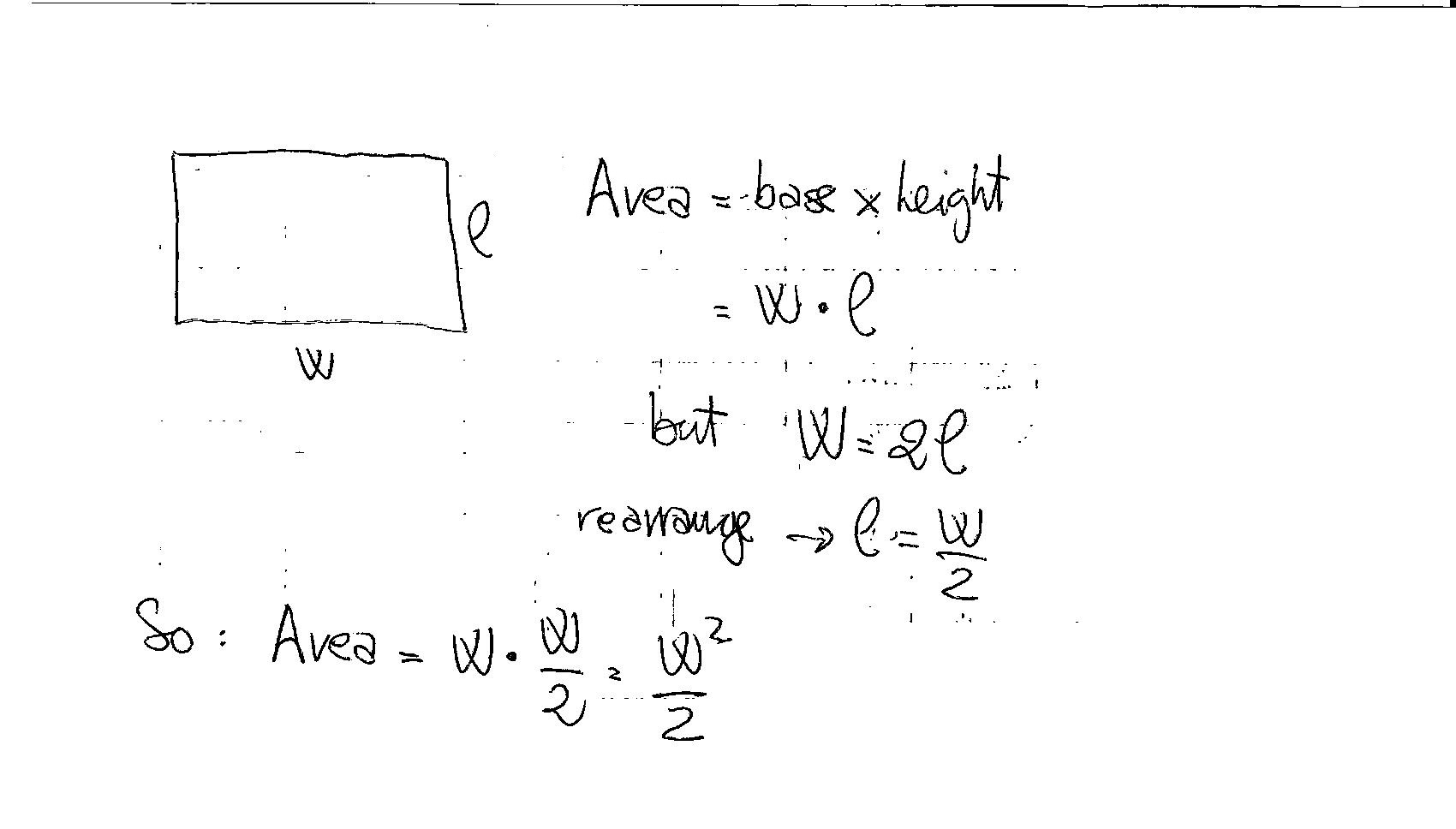 How do you express the area A of a rectangle as a function of the