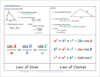 https://www.teacherspayteachers.com/Product/Law-of-Sine-and-Law-of-Cosine-Foldable-For-Oblique-Triangles-716112
