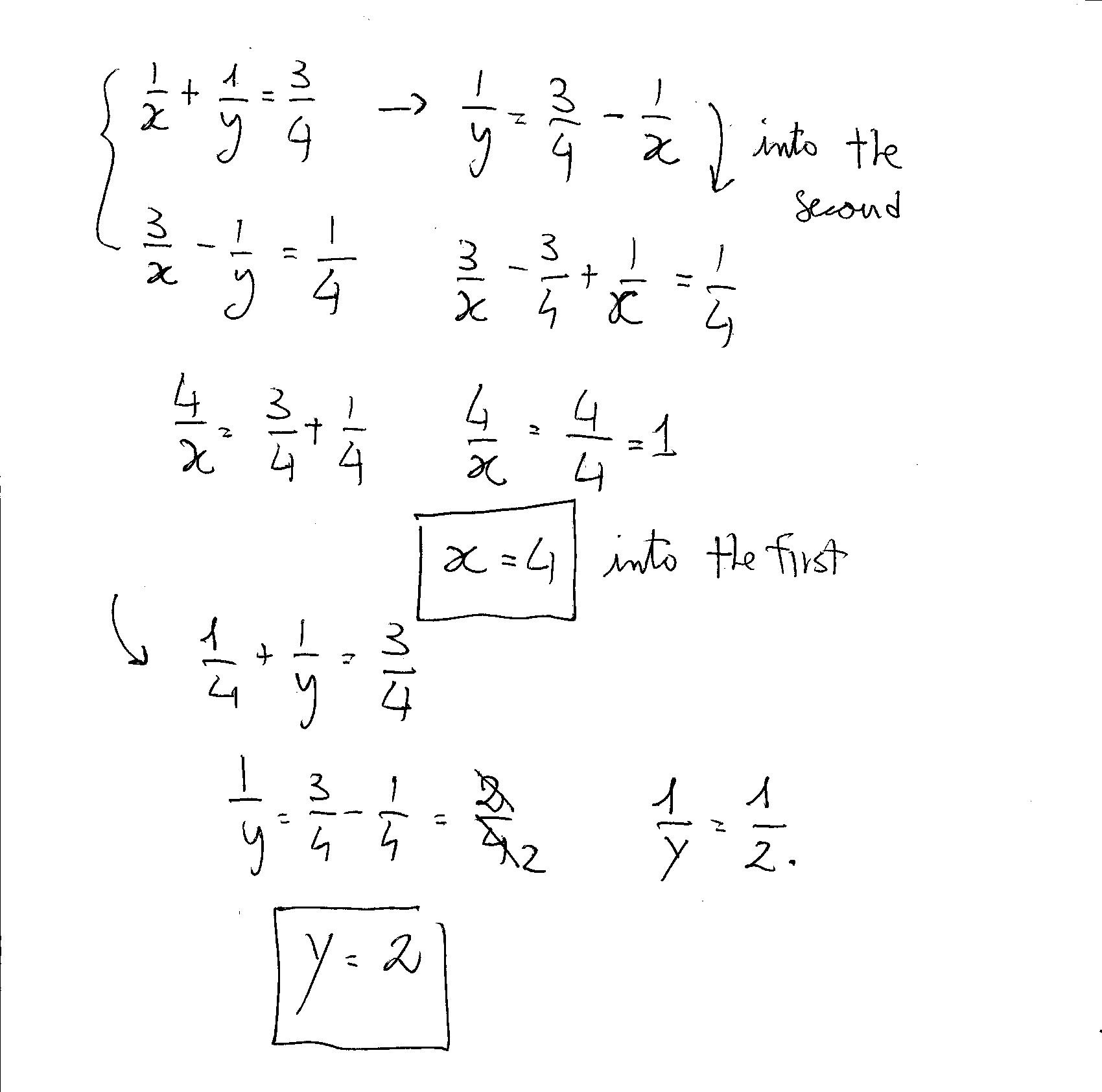 How do you solve the following system using substitution