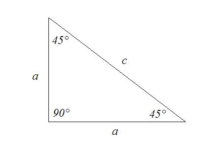 In a 45°- 45°- 90° right triangle, the length of the hypotenuse is