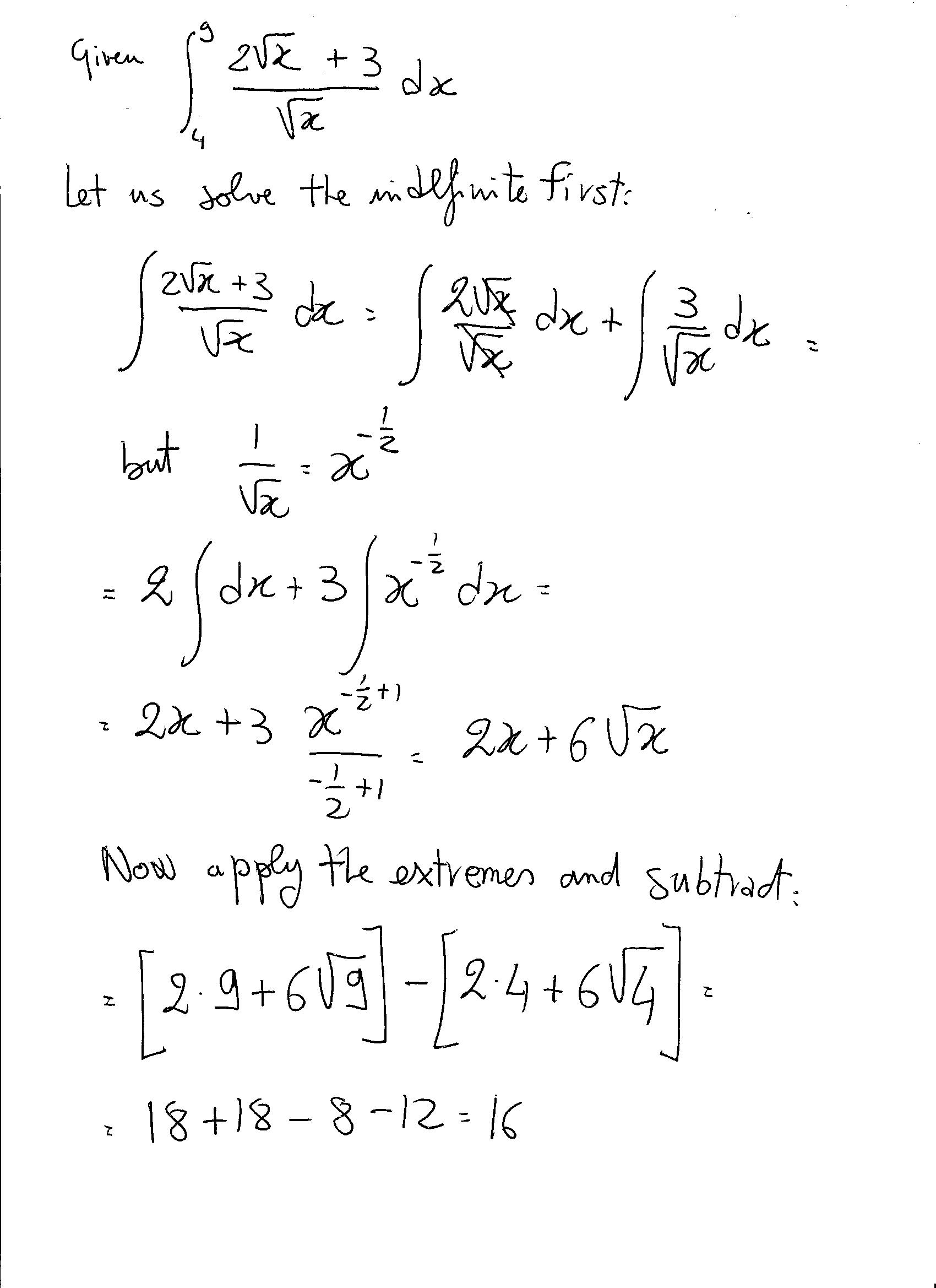 How Do You Evaluate int 4 9 frac 2 sqrt X 3 