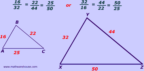 http://www.mathwarehouse.com/geometry/similar/triangles/sides-and-angles-of-similar-triangles.php