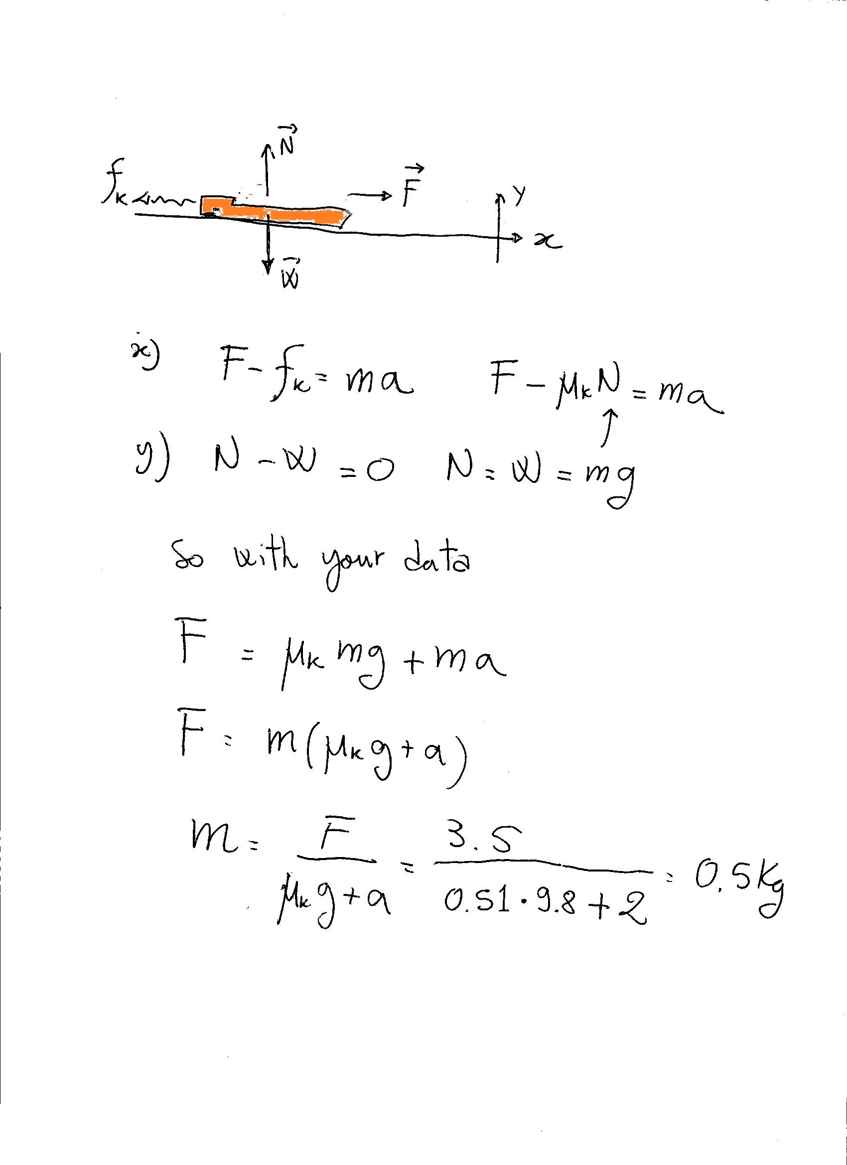 I Push A Calculator Along A Desktop Mu K 51 With A Constant Horizontal Force Of 3 5 N The Calculator Experiences A Constant Acceleration Of 2 M S 2 What Is The Calculator S Mass Socratic