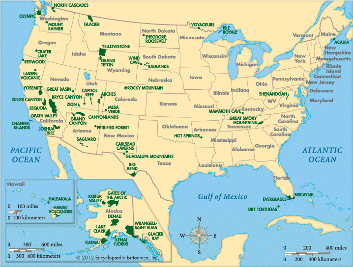map of us national parks and forests In The Us What Is The Difference Between A National Park And A map of us national parks and forests