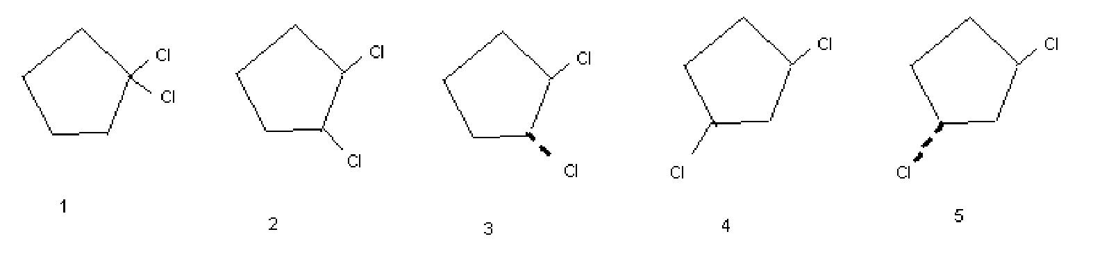 1,1-dichlorocyclopentane (1) (Z)-1,2-dichlorocyclopentane (2) (E)...