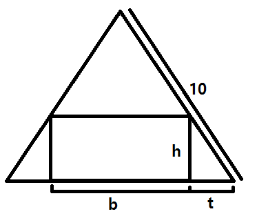 A Rectangle Is Inscribed In An Equilateral Triangle So That One Side Of The Rectangle Lies On The Base Of The Triangle How Do I Find The Maximum Area Of The Rectangle