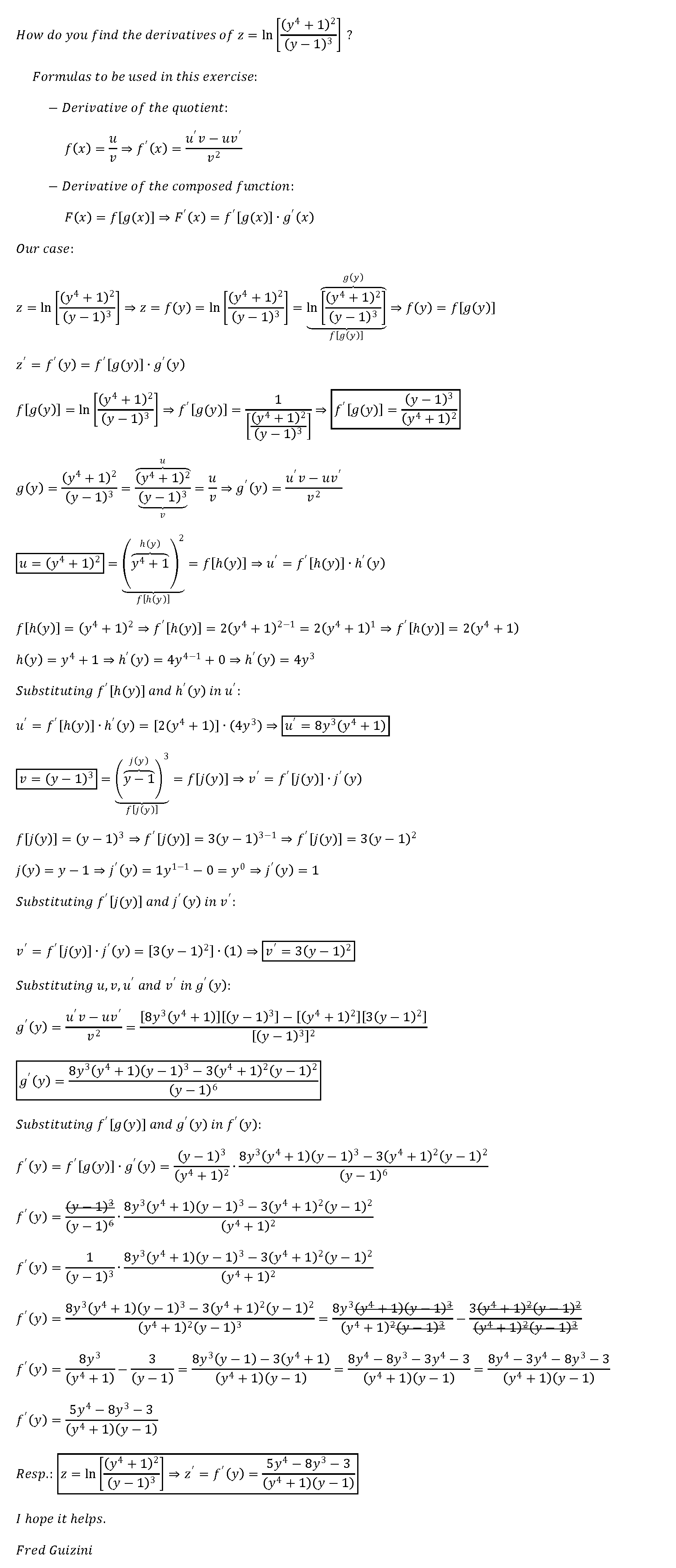 How Do You Find The Derivatives Of Z Ln Y 4 1 2 Y 1 3 Socratic