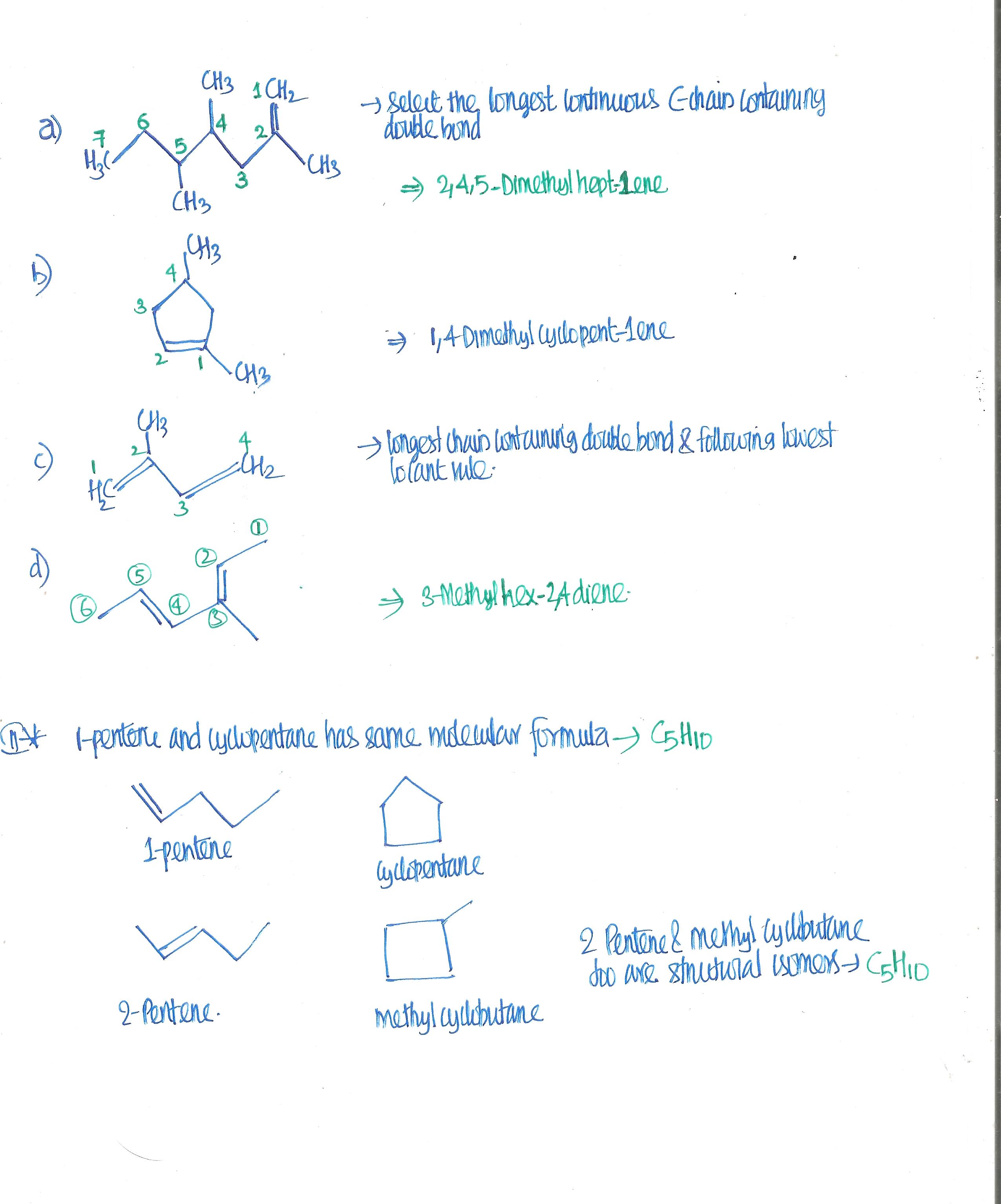 1.what are the iupac names of the following compounds? 2.write the ...
