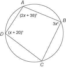 Quadrilateral ABCD is inscribed in this circle. What is the measure of angle C? | Socratic
