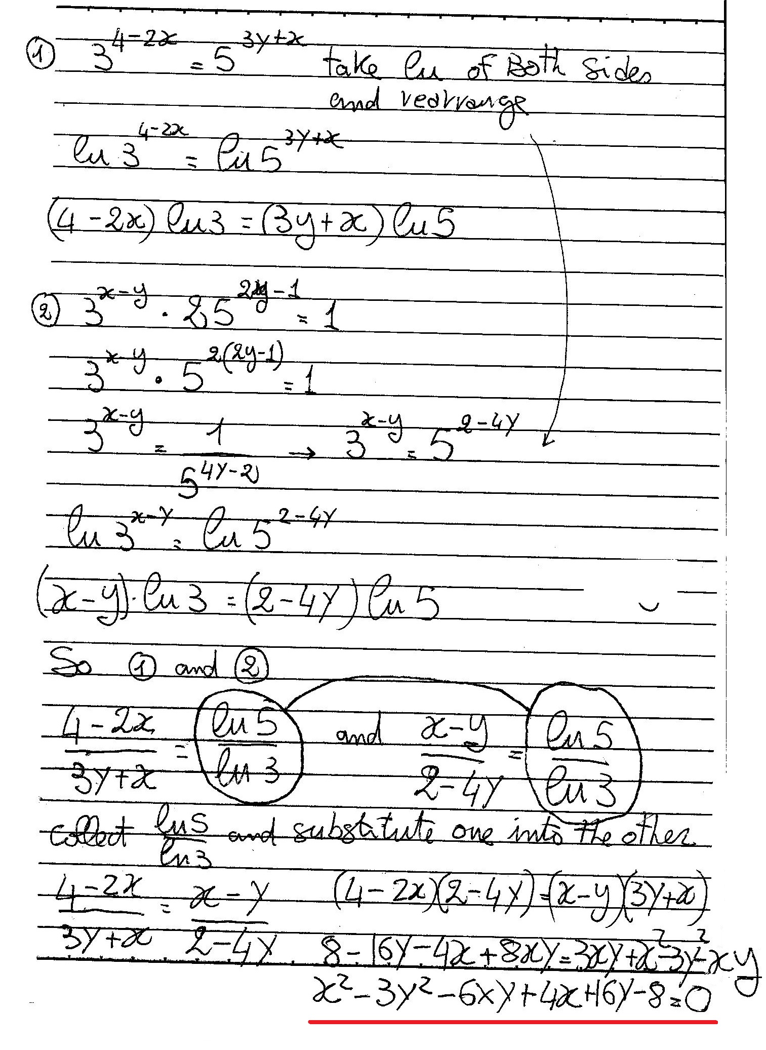 Given That 3 4 2x 5 3y x And 3 x y 25 2y 1 1 How To Show X 